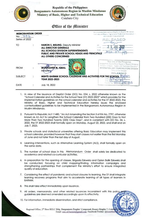 RM No. 213 s. 2022 Implementation Guidelines on the Utilization .